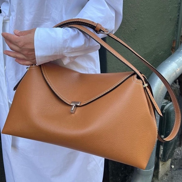 Toteme Handbags - Toteme T-Lock Tan Brown Large Purse